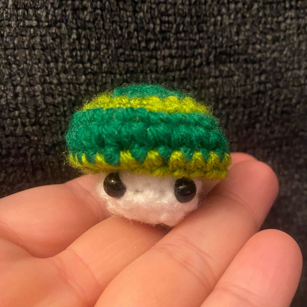 Crochet Green Striped Popping Mushroom ☘️ - Picture 1 of 3